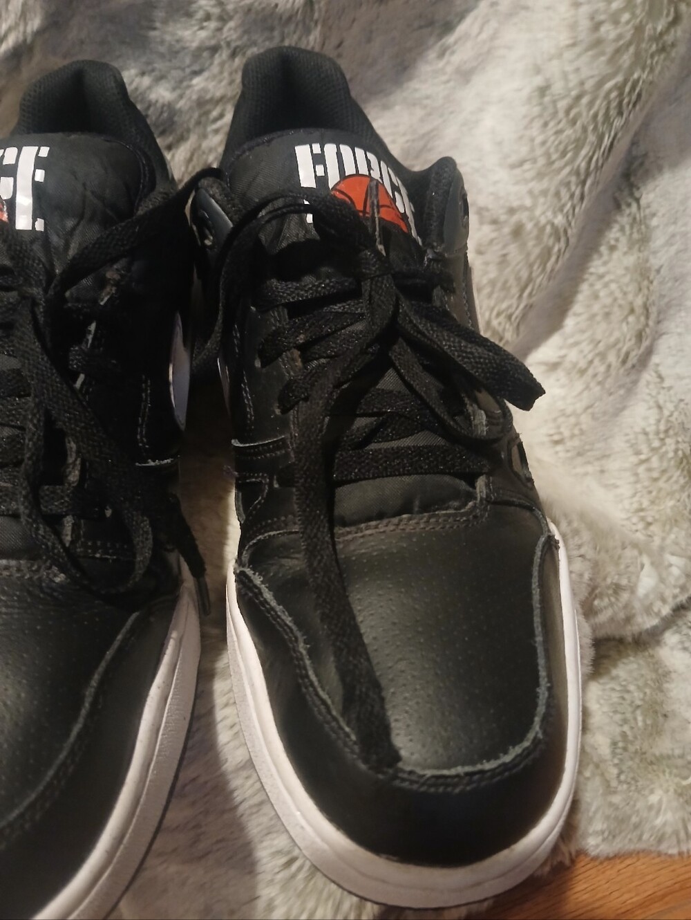 Nike Black Sneakers with White Soles and Orange Tongue Accent - Picture 3 of 5